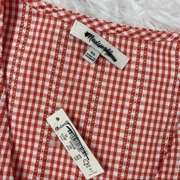 New Madewell Crossover Peplum Top Gingham - Picture 8 of 8
